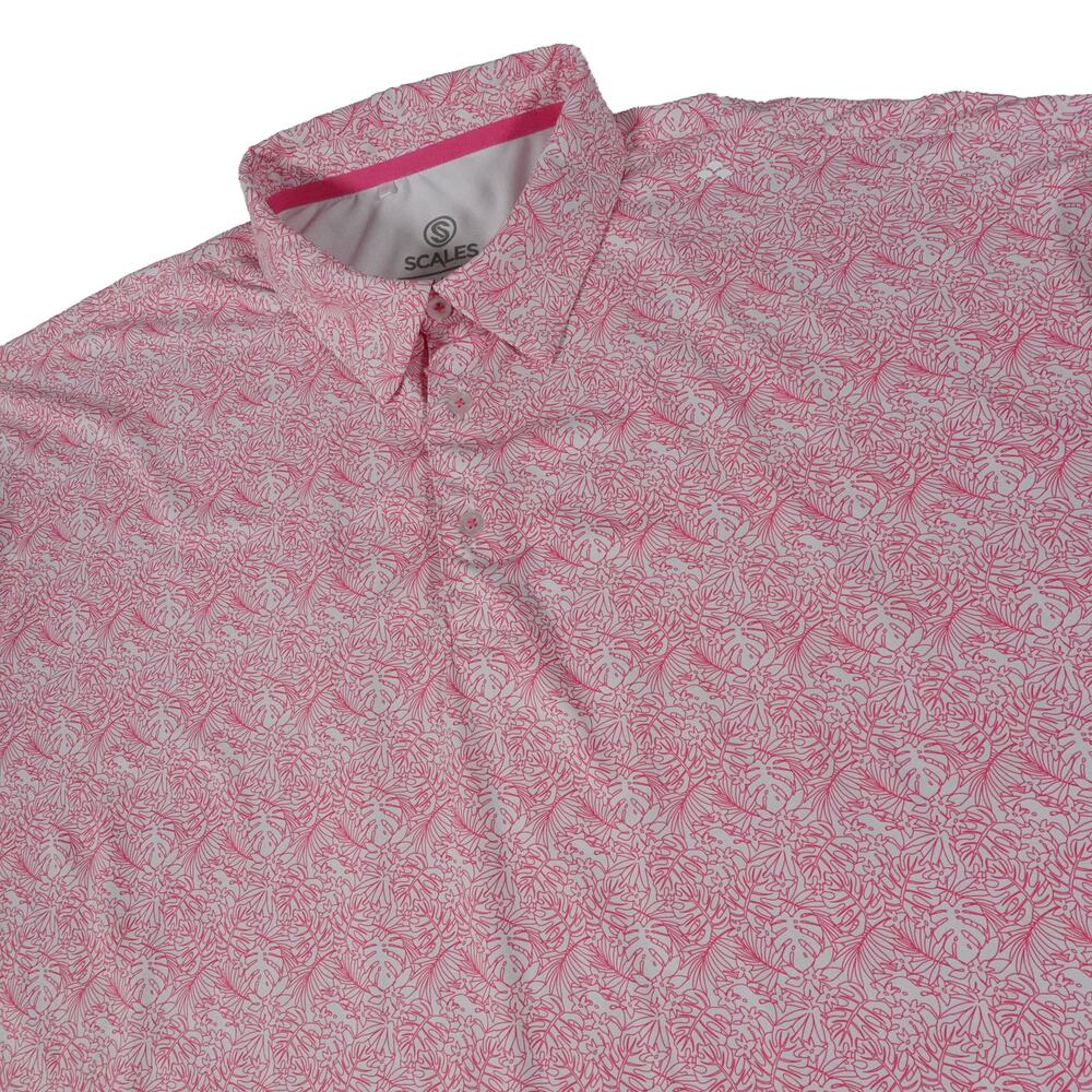 Scales Performance Stretch Floral Leaf Golf Polo Shirt Men's 3XL
